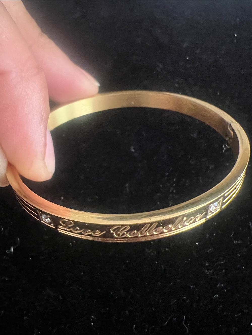 Rose Célestine Gold Script Bangle Bracelet
